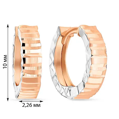 Сережки кольца из красного золота с родированием (арт. 107983/10р)