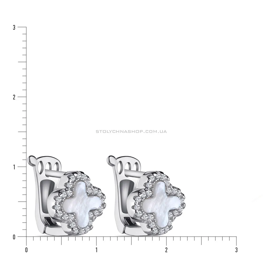 Сережки срібні з перламутром та фіанітами (арт. 7502/3928п)