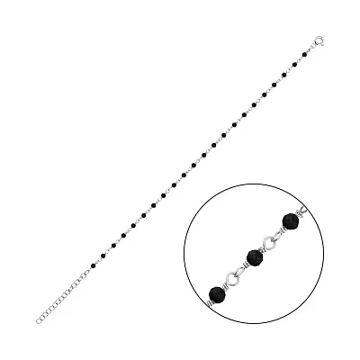 Серебряный браслет с ониксом (арт. 7509/3761ч)