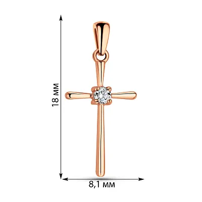 Хрестик з червоного золота з діамантами  (арт. 3101446201)