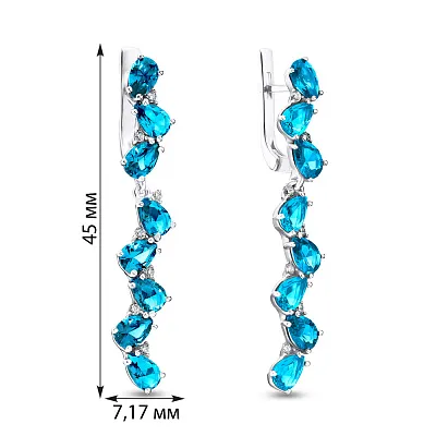 Срібні сережки з кварцом і фіанітами (арт. 7002/2928/9Пкг)