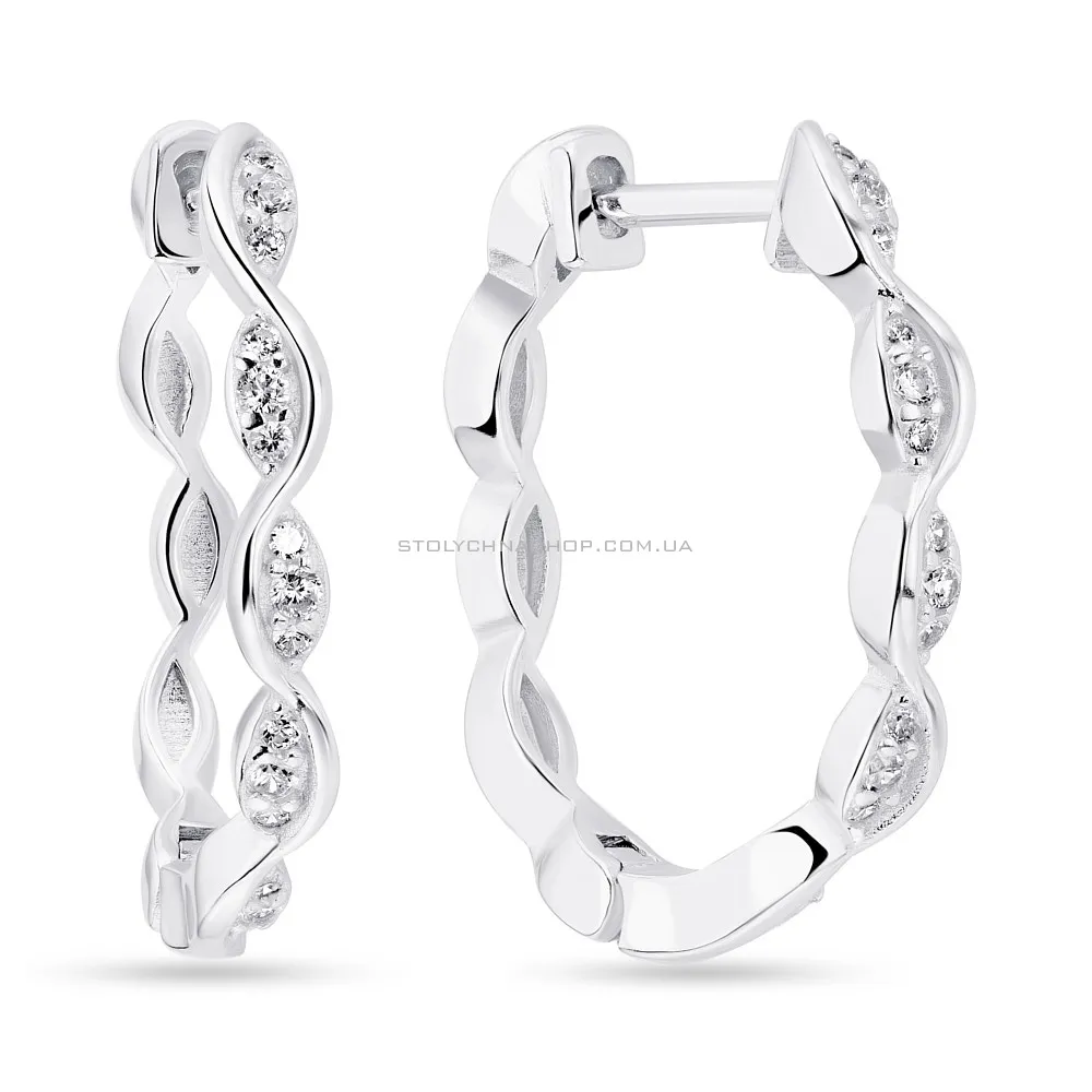 Сережки-кільця зі срібла з фіанітами  (арт. 7502/4658/20) - цена