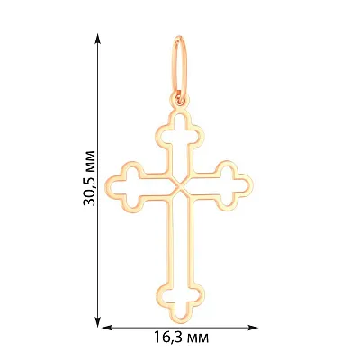 Золотой крестик в красном цвете металла  (арт. 440814)