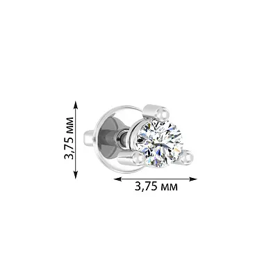 Одинарна сережка з білого золота з діамантом  (арт. Т011237010бЯ)