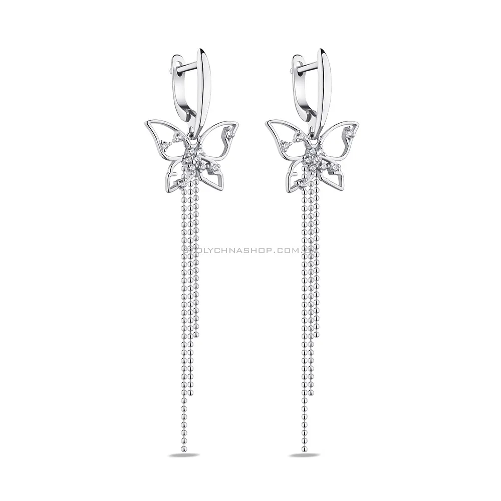 Срібні сережки Метелики з фіанітами (арт. 7502/9021) - цена