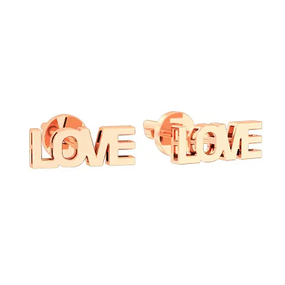 Золоті сережки-пусети «Love» (арт. 110643)