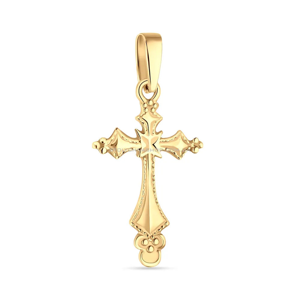 Хрестик з жовтого золота без каміння  (арт. 422090ж)