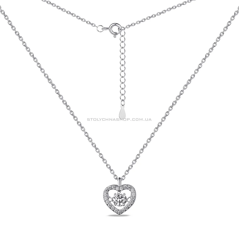 Серебряное колье Сердце с фианитами (арт. 7507/1651)