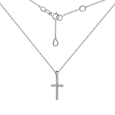 Колье Крест из белого золота с бриллиантами (арт. Ц341188015б)