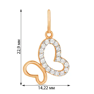 Підвіска золота «Метелик» 	з фіанітами (арт. 421568)