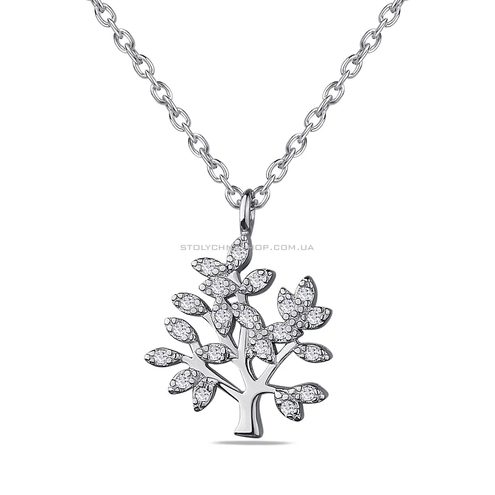 Колье из серебра "Дерево" с фианитами (арт. 7507/1235) - цена