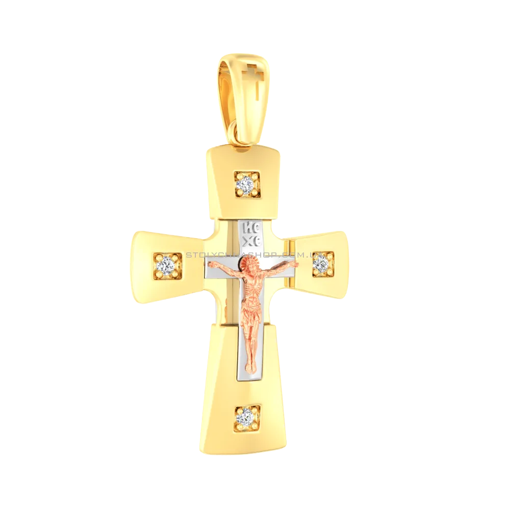 Золотой нательный крестик с фианитами (арт. 501041ж)