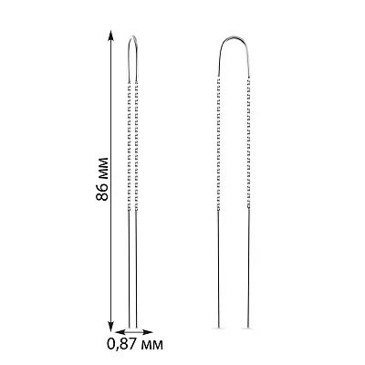 Сережки протяжки з білого золота (арт. 107626б)