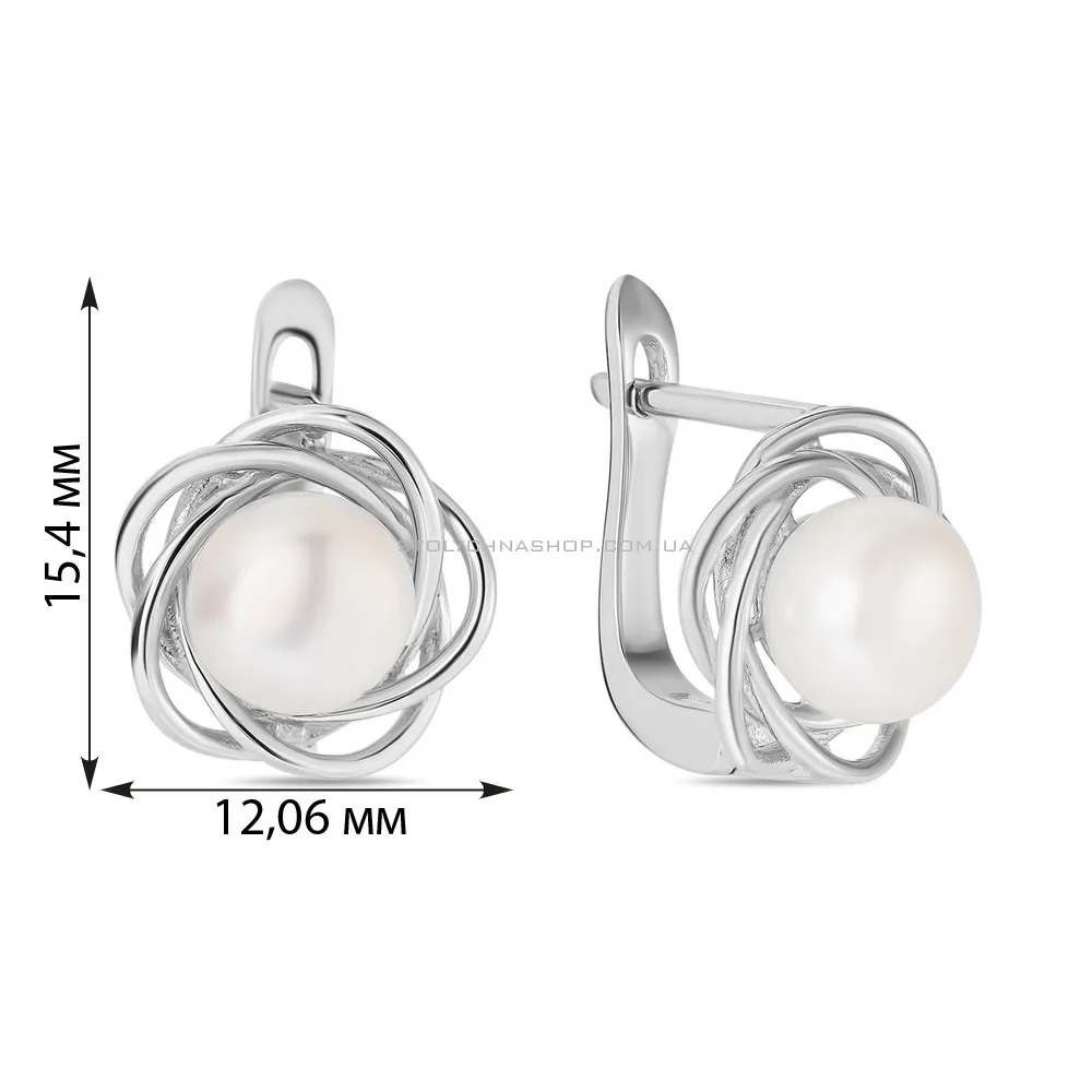 Срібні сережки з перлами (арт. 7502/3966жб) - 2 - цена