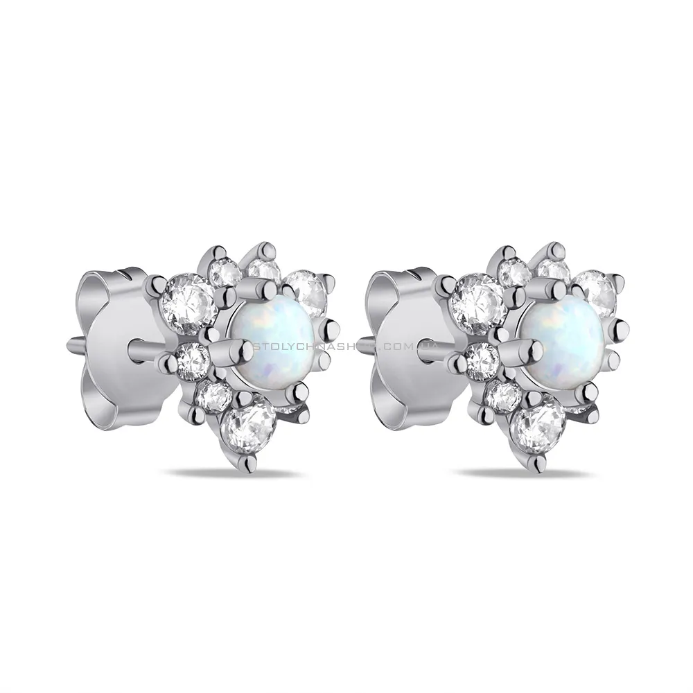 Срібні сережки з опалом і фіанітами (арт. 7518/6540Поб) - цена