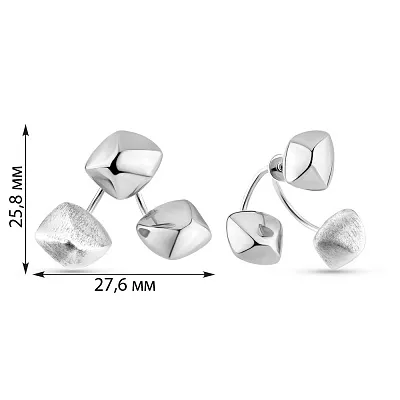 Серебряные серьги-джекеты без камней (арт. 7518/5028)