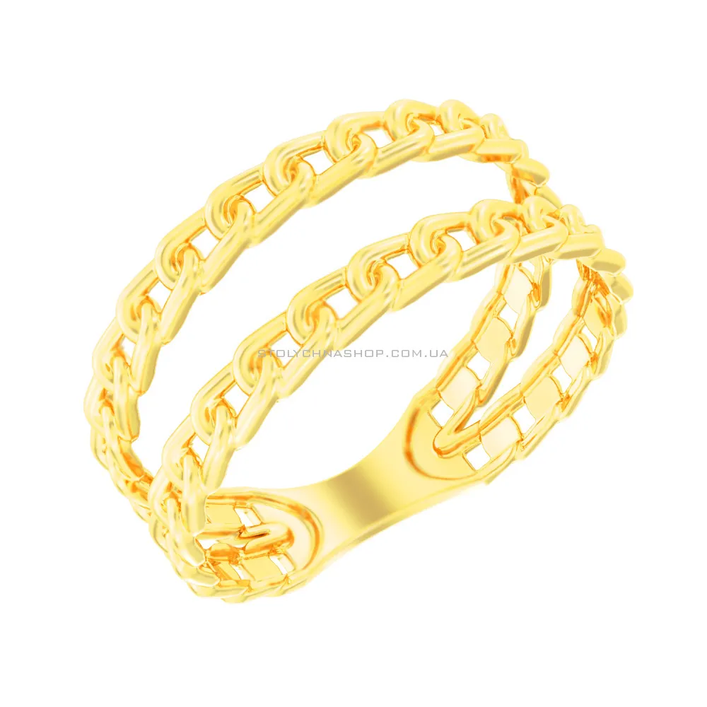 Двойное кольцо Звенья из желтого золота без камней (арт. 140952ж) - цена