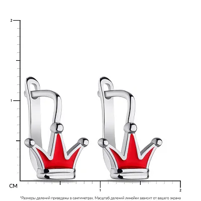 Дитячі сережки зі срібла "Корона" з червоною емаллю (арт. 7502/4349ек)