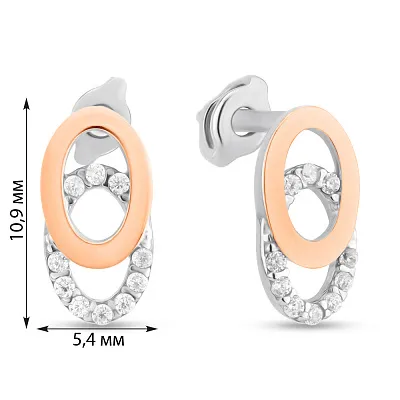 Срібні сережки з золотою накладкою і з фіанітами (арт. 7218/637сп)