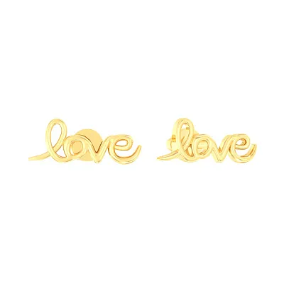 Золоті сережки пусети «Love» (арт. 110587ж)