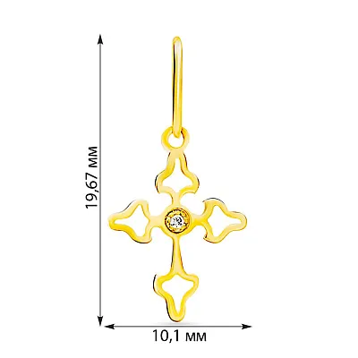 Хрестик з жовтого золота з фіанітом (арт. 440455ж)