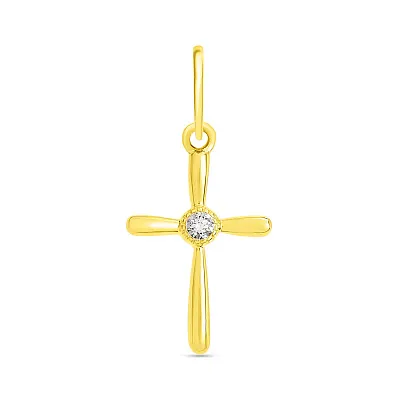 Золотая подвеска-крестик с фианитом (арт. 440457ж)
