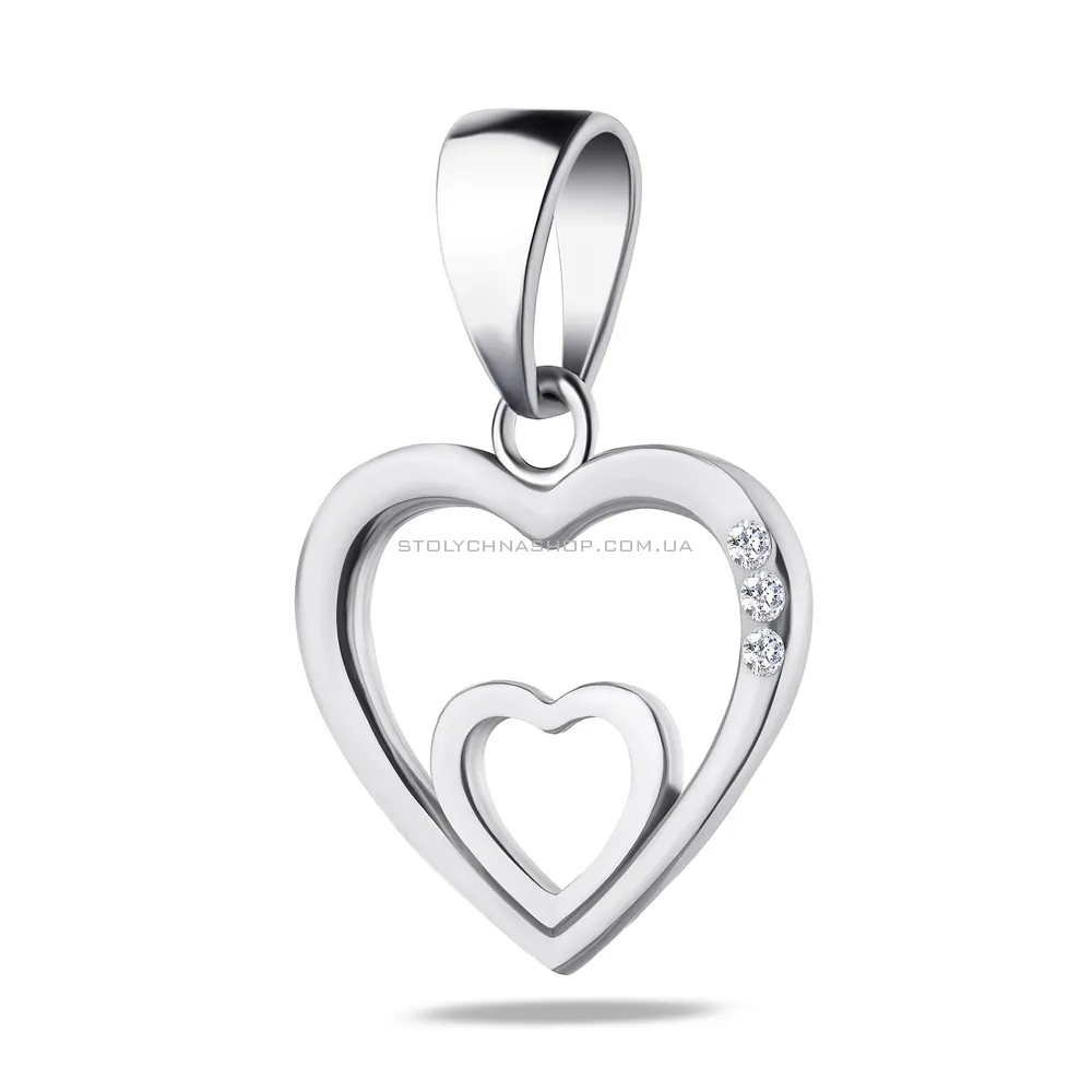Серебряный подвес "Сердце" с фианитами (арт. 7503/3374) - цена