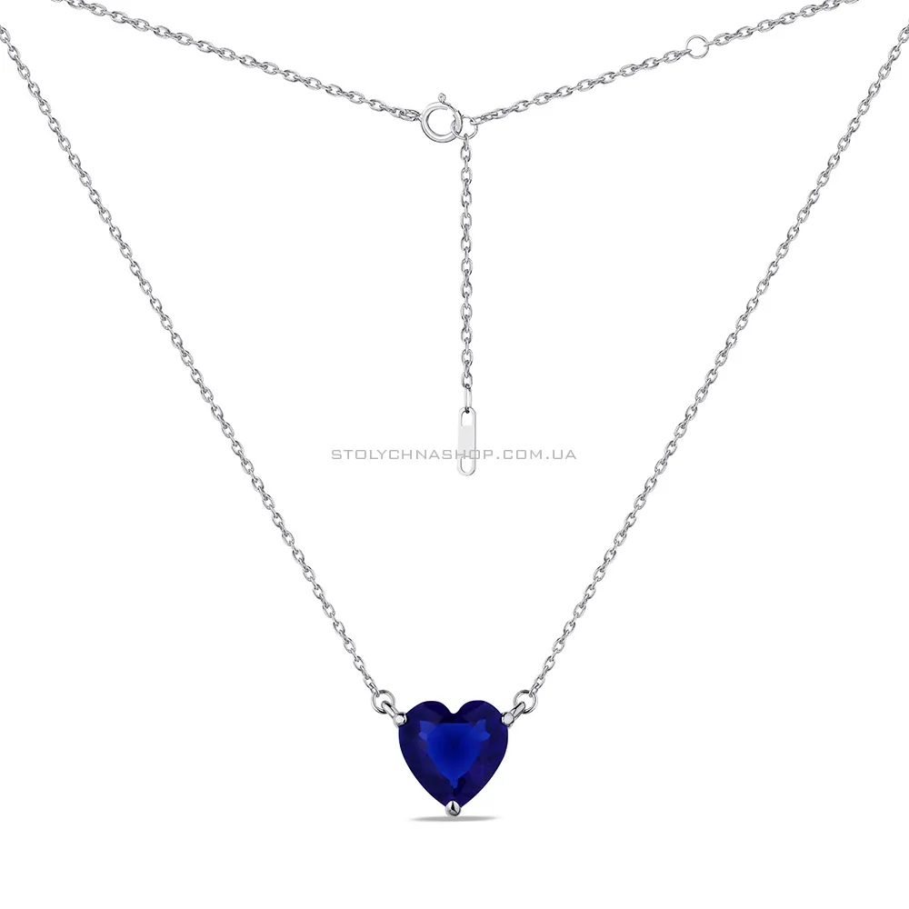 Колье из серебра "Сердце" с синим альпинитом  (арт. 7507/603ас) - 2 - цена