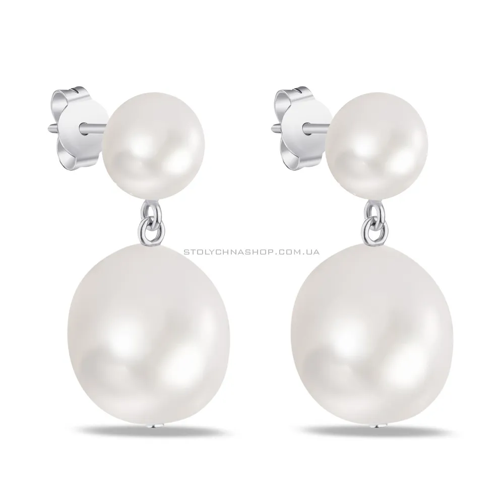 Сережки-пусети зі срібла з барочними перлами (арт. 7518/5757жб) - цена