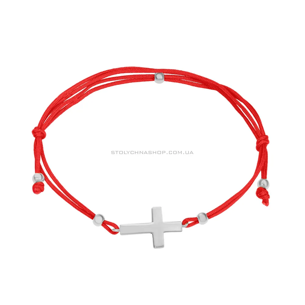 Браслет «Хрестик» з червоною ниткою з золотими вставками (арт. 324329б) - цена