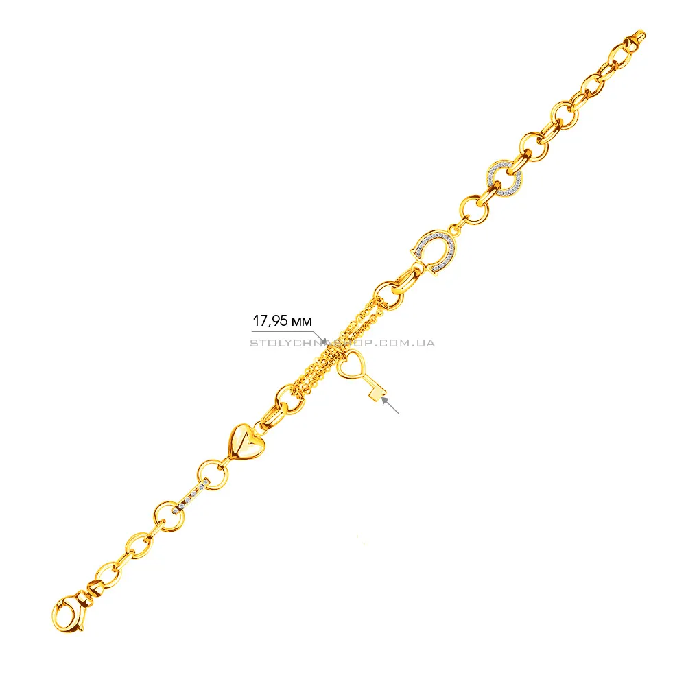 Золотой женский браслет с фианитами (арт. 323956жП1)