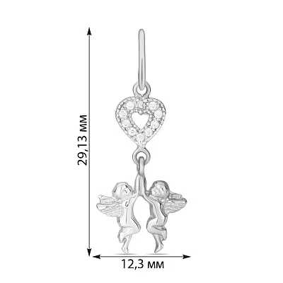 Кулон «Янголи» з білого золота з фіанітами (арт. 421899б)