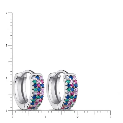 Срібні сережки-кільця з кольоровими альпінітами  (арт. 7502/3879а)