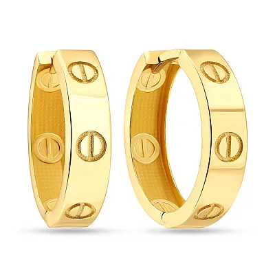 Серьги-кольца из желтого золота без камней (арт. 105164/20ж)