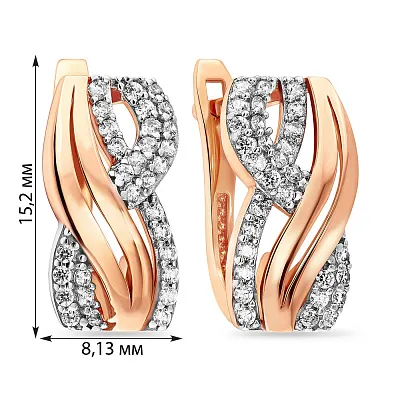 Сережки из красного золота с фианитами (арт. 107021)
