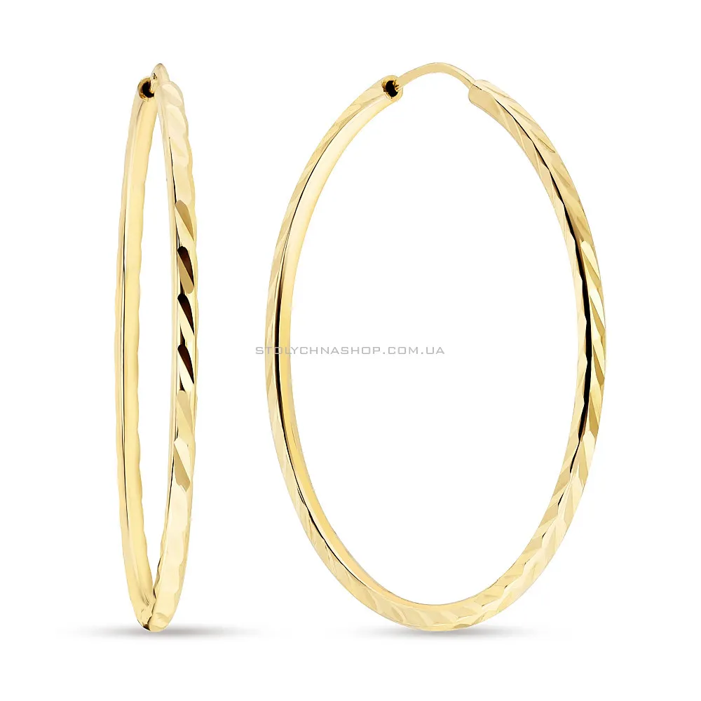 Золоті сережки-кільця без каміння (арт. 106262/10ж) - цена