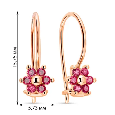 Детские серьги &quot;Цветы&quot; из красного золота (арт. 108266к)