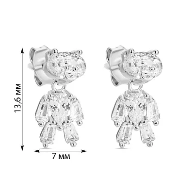Срібні сережки «Ведмедик» з фіанітами (арт. 7518/5670)
