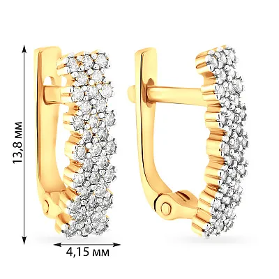 Сережки з жовтого золота з білими фіанітами (арт. 110156ж)