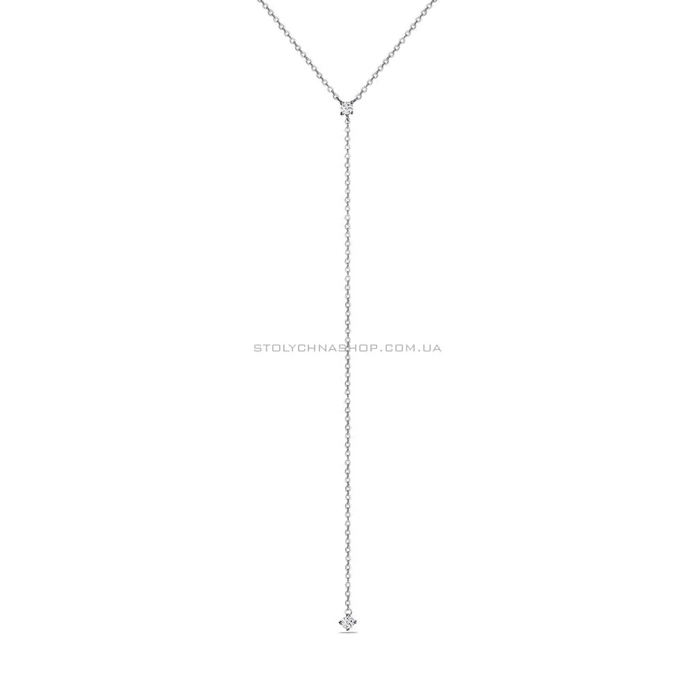 Кольє-краватка зі срібла з фіанітами (арт. 7507/1292) - цена