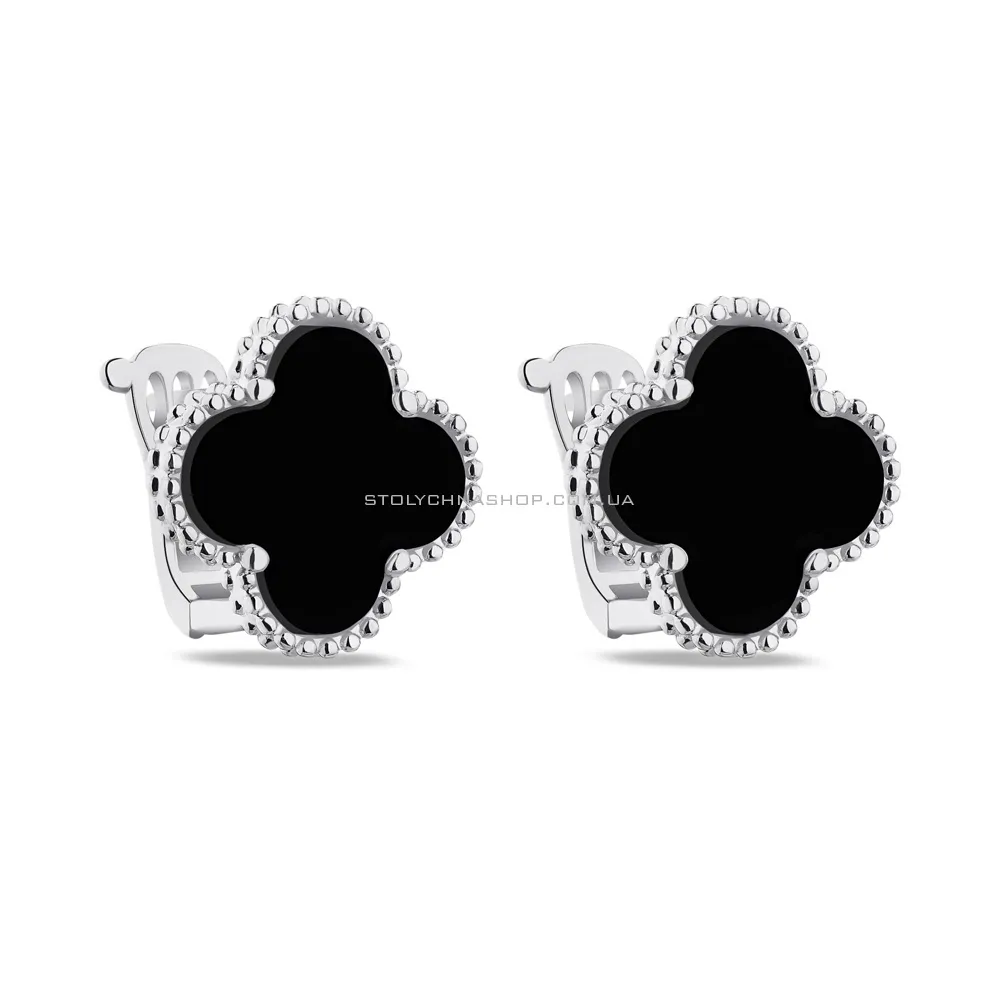 Сережки зі срібла з чорним оніксом  (арт. 7502/3929/15о) - цена