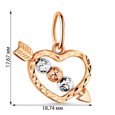 Подвеска из красного и белого золота &quot;Сердце&quot; (арт. 423872кб)