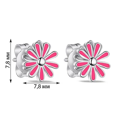 Сережки-пусети зі срібла з рожевою емаллю (арт. 7518/6723ер)