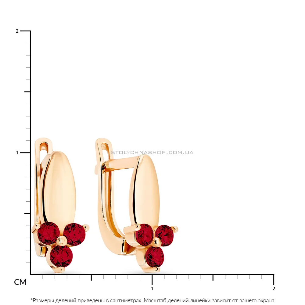 Детские сережки из красного золота с фианитами (арт. 106699к) - 2 - цена