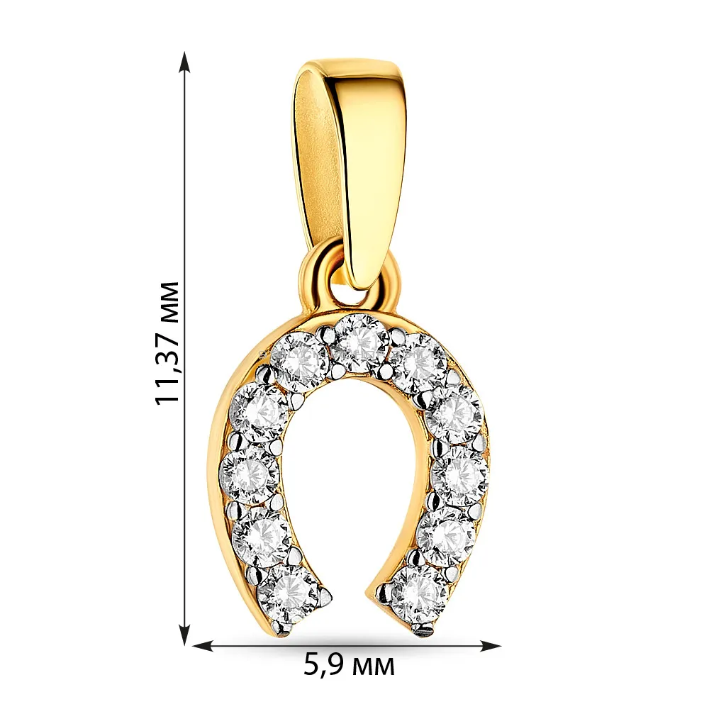 Золота підвіска "Підкова" з фіанітами (арт. 440264ж) - 2 - цена
