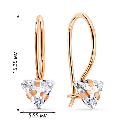 Дитячі сережки з червоного золота з фіанітами (арт. 105548)