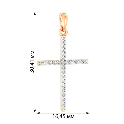 Хрестик з червоного золота з діамантами  (арт. П011193020)