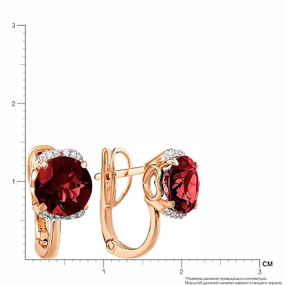 Сережки з червоного золота з кварцом і фіанітами (арт. 110334ПкГ)