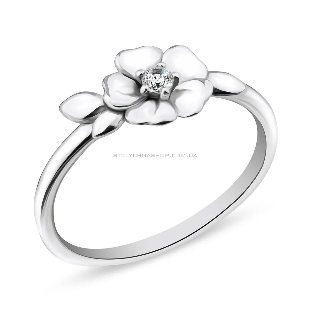 Серебряное кольцо "Цветок" с фианитом  (арт. 7501/3952)