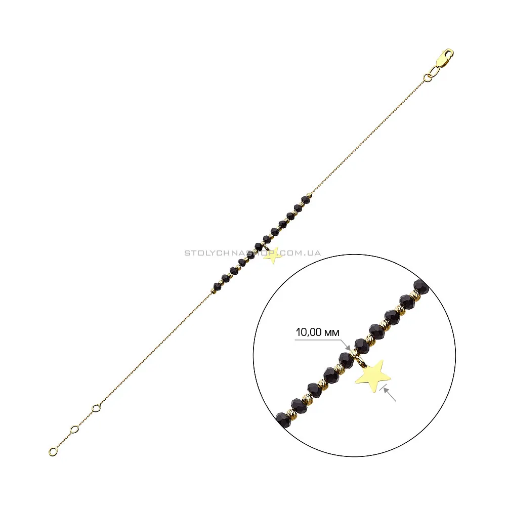 Золотой браслет «Звезда» с ониксом (арт. 324533жоП1) - 2 - цена